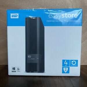 New Western Digital Easystore 4TB External USB 3.0 Desktop Hard Drive Backup
